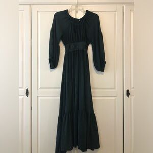 Emme Mama Maternity Nursing Breastfeeding-Friendly Dark Green Dress